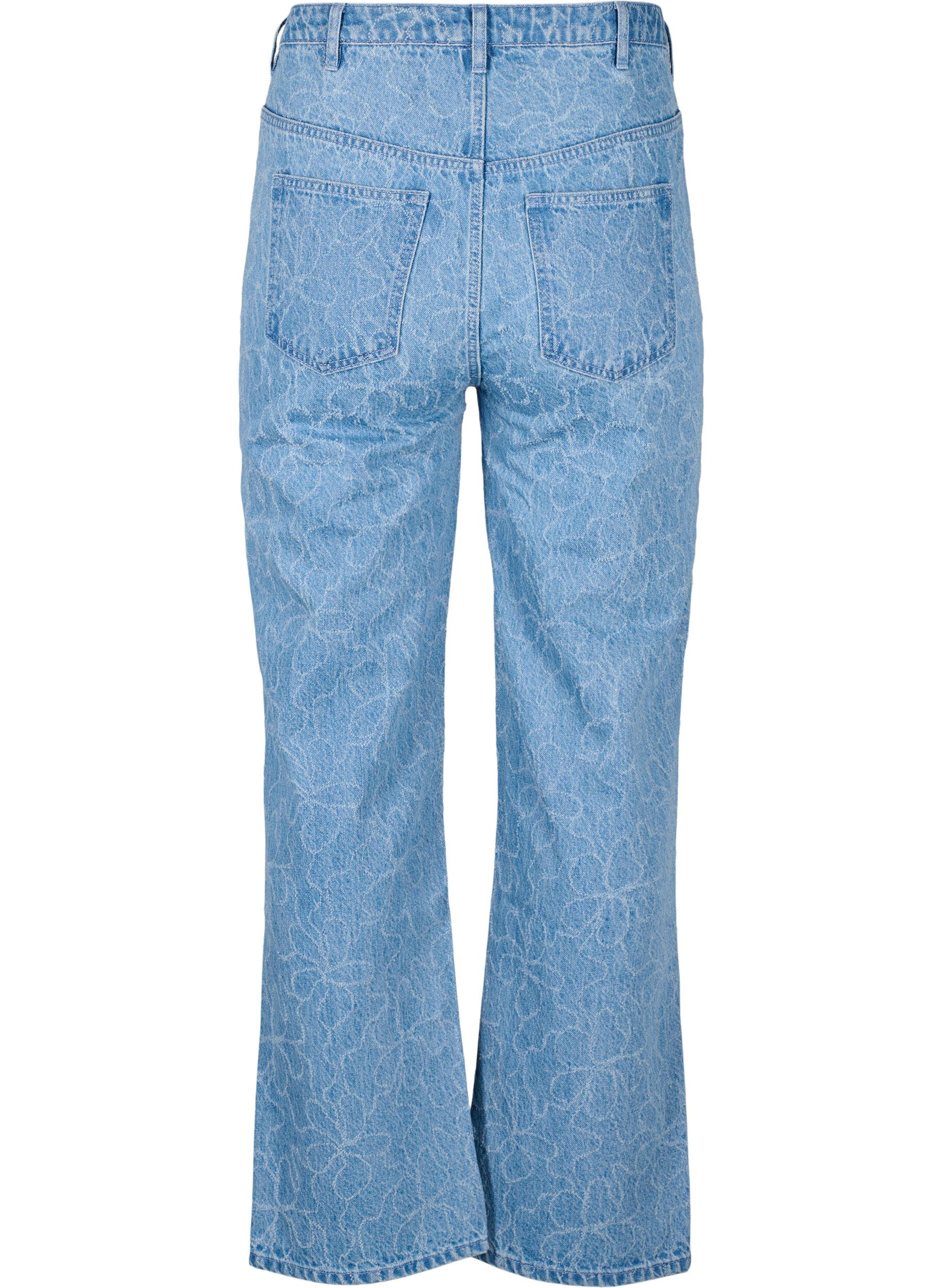 ZizziGemma jeans met een hoge taille en bloemenpatroon, Blauw, Packshot image number 1