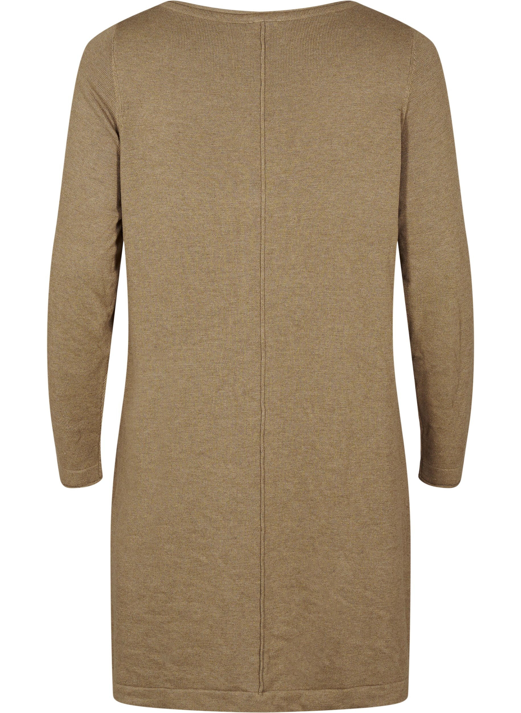 ZizziGebreide jurk in katoen-viscose blend, Groen, Packshot image number 1