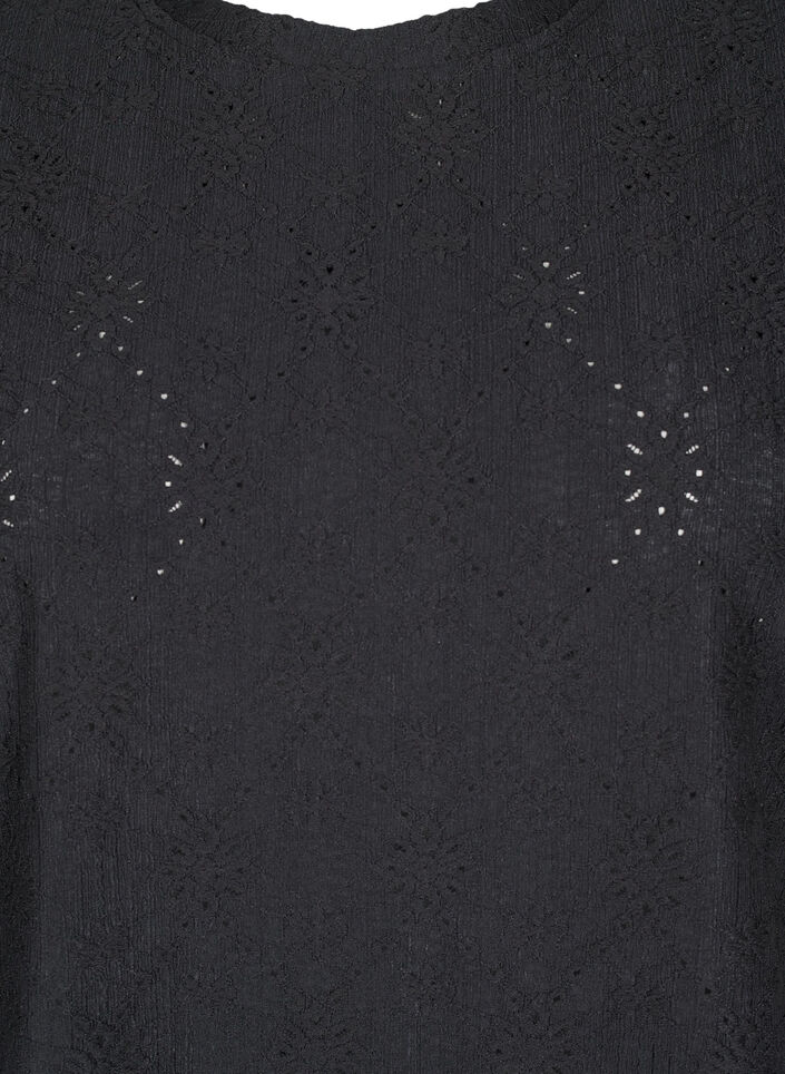 Chemisier à manches courtes avec broderie florale, Black, Packshot image number 2