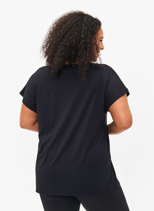 T-shirt de sport ample avec col en V, Black, Model image number 1