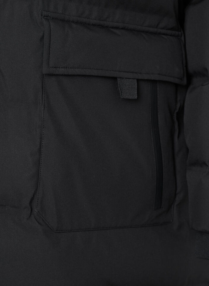 Doudoune avec capuche et poches, Noir, Packshot image number 3