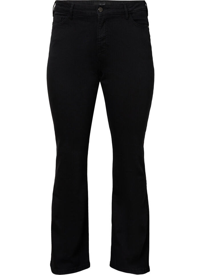 Ellen bootcut jeans met hoge taille, Zwart, Packshot image number 0