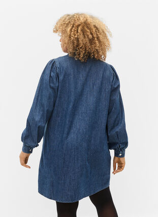 Robe chemise en jean et coton, Dark blue denim, Model image number 1