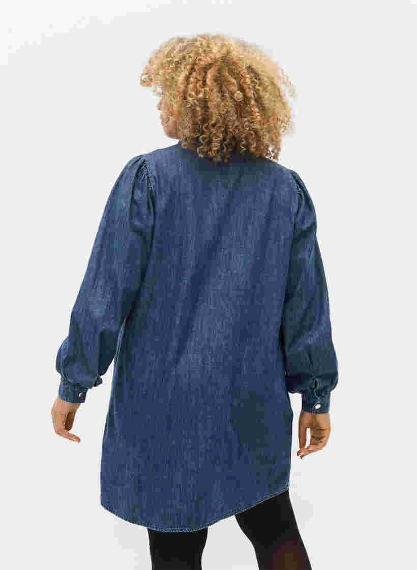 Denim shirtjurk van katoen, Dark blue denim, Model image number 1