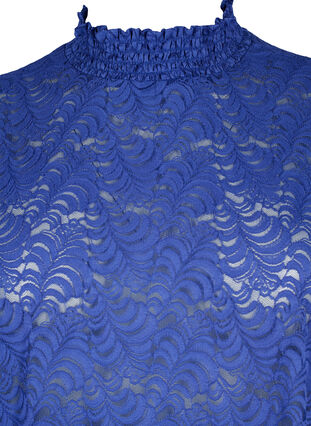 Kanten blouse met lange mouwen en smok, Deep Ultramarine, Packshot image number 2