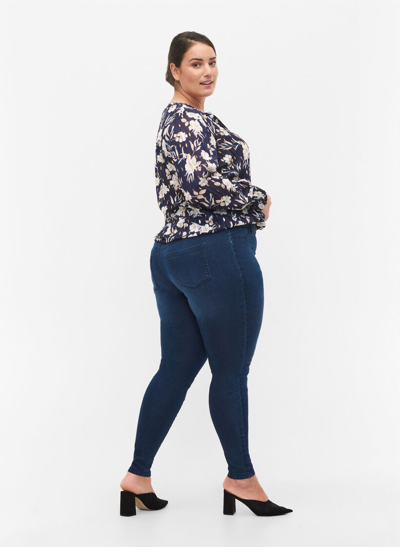 Jeggings en coton m&eacute;lang&eacute;, Dark blue denim, Model image number 1