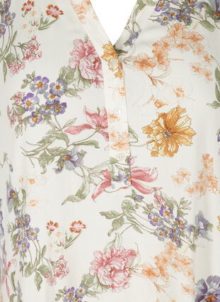 Viscose tuniek met korte mouwen en print, Creme Vintage Flower, Packshot image number 2