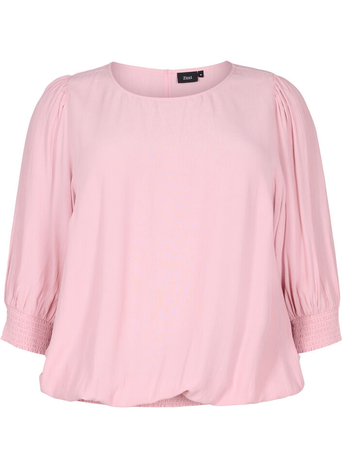 Effen viscose blouse met balloneffect, Zephyr, Packshot image number 0