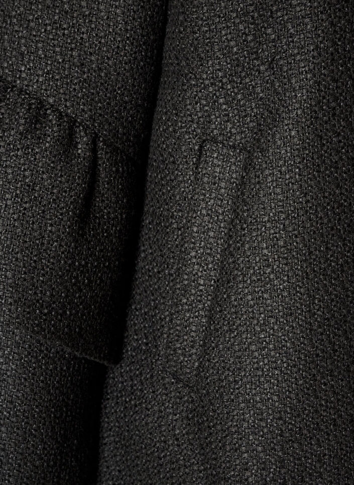 Boucl&eacute; jasje met ruchesdetails, Zwart, Packshot image number 3