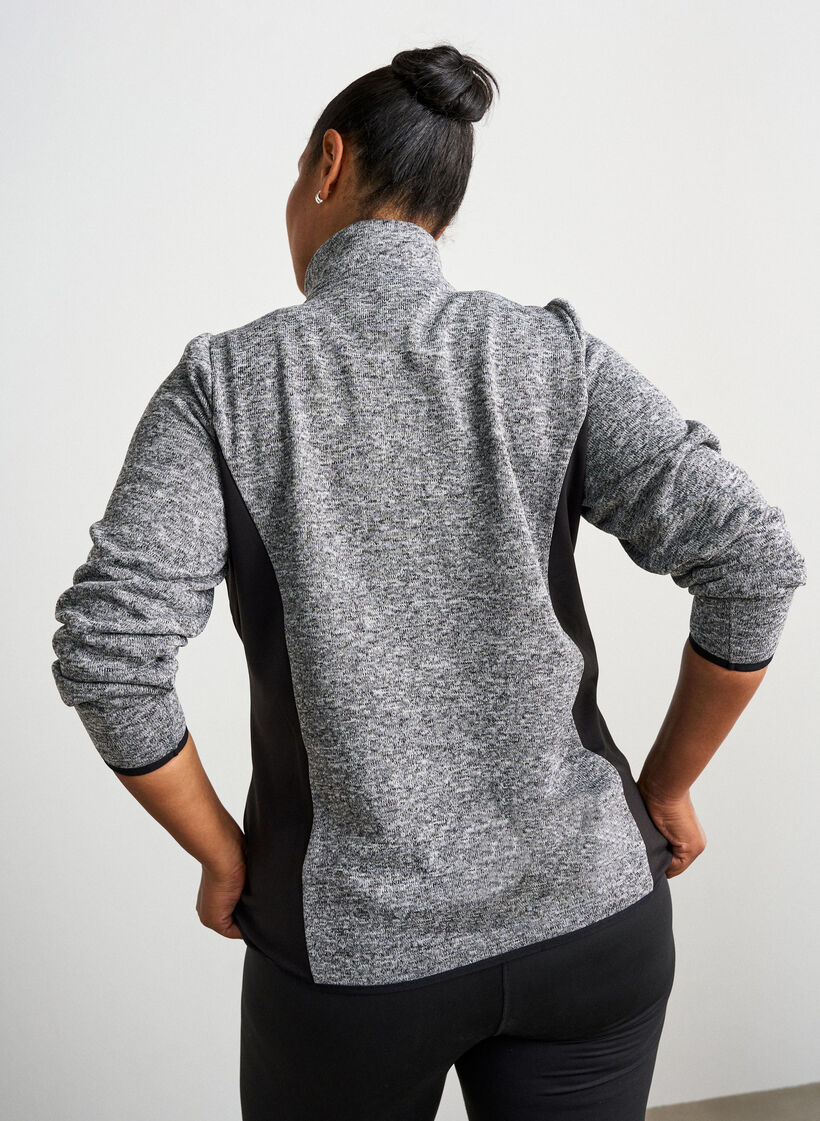 Cardigan d'entra&icirc;nement avec empi&egrave;cements contrastants et col montant, Gris anthracite, Model image number 2