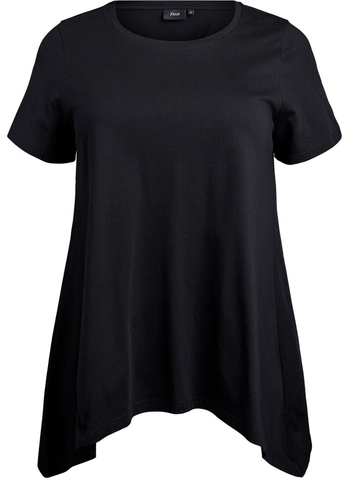 T-shirt met ronde hals en A-lijn vorm, Zwart, Packshot image number 0