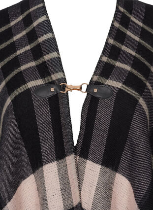 Long poncho chiné en tricot avec boucle, Black w. Petal Pink, Packshot image number 2