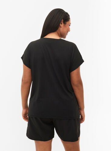 Trainings-T-shirt met korte mouwen en print, Black/Pink Print, Model image number 1