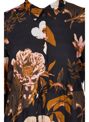 Robe en viscose à fleurs et dentelle, Black Flower AOP, Packshot image number 2