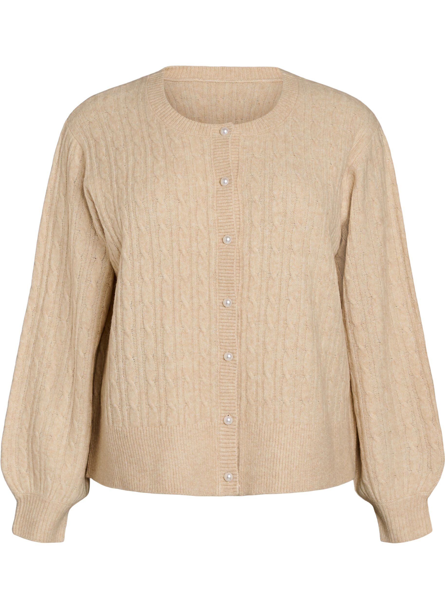 Kabelgebreid vest met parelknopen