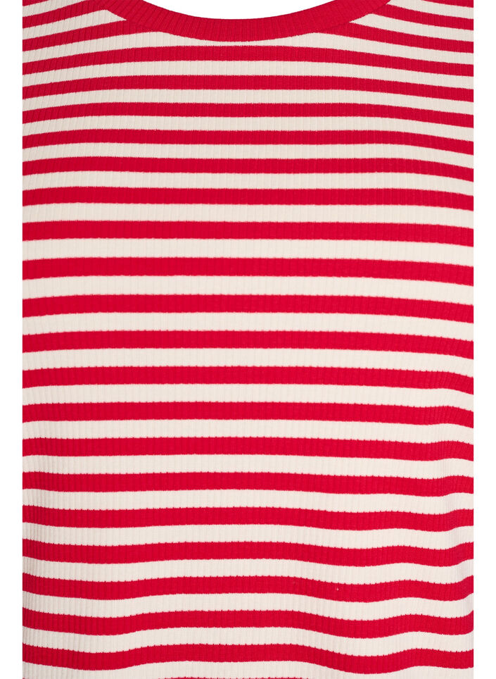 T-shirt ray&eacute; &agrave; texture c&ocirc;tel&eacute;e, Rouge, Packshot image number 2