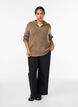 Pull en tricot avec col haut et fermeture &eacute;clair, Marron, Model image number 1