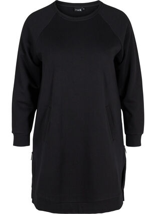 Robe pull avec poches et fente, Black, Packshot image number 0