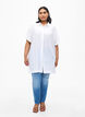 Lang shirt van viscose met korte mouwen, Bright White, Model image number 2
