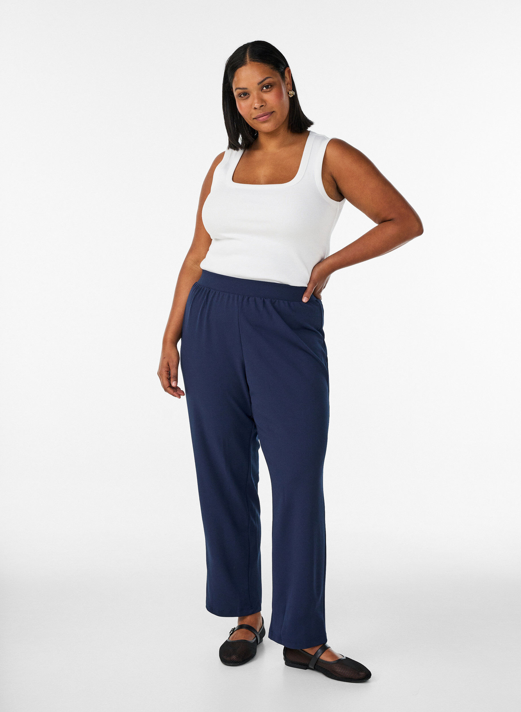 ZizziBroek met rechte pasvorm, Blauw, Model image number 1