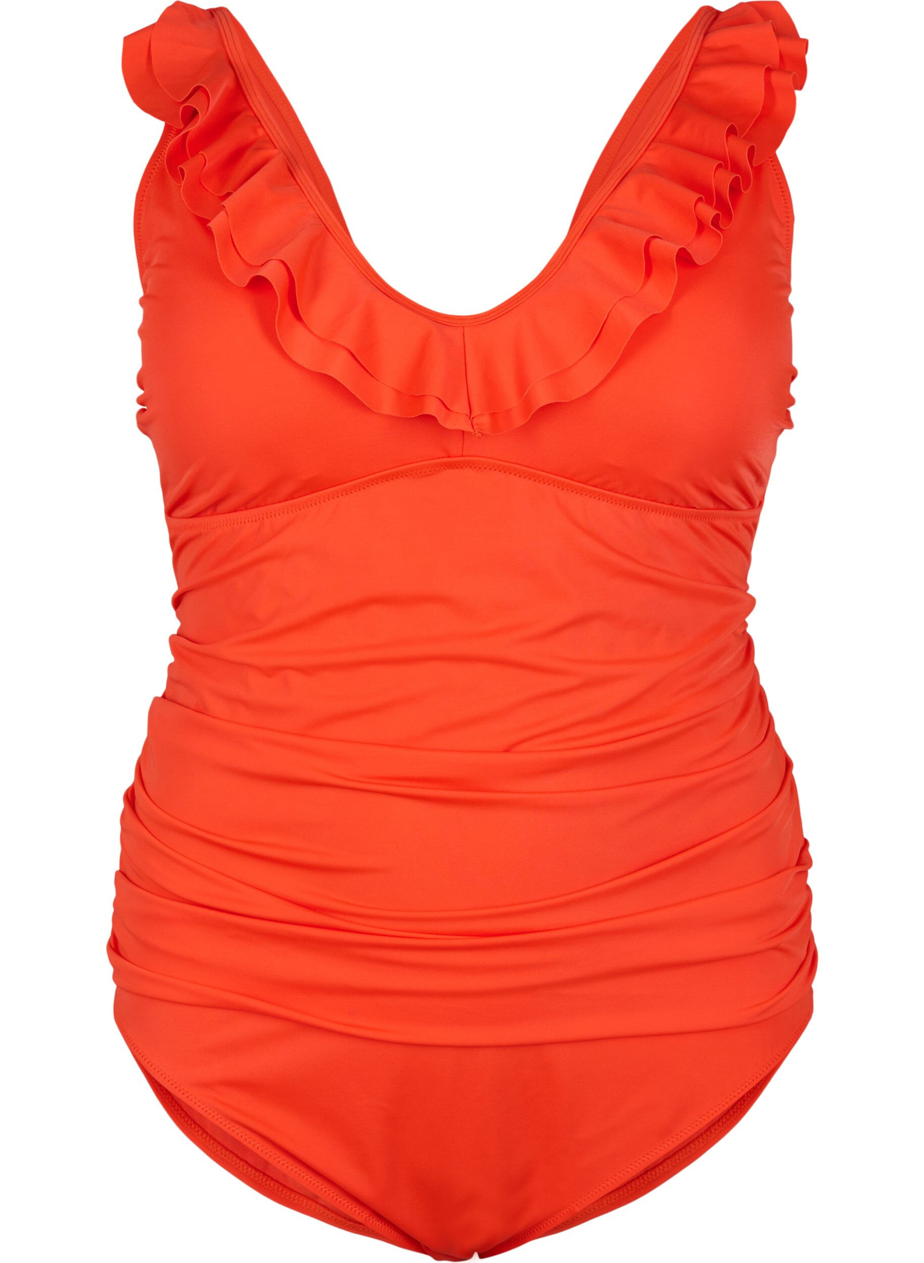 Zizzi Maillot de bain avec volants et inserts amovibles, Orange, Packshot image number 0