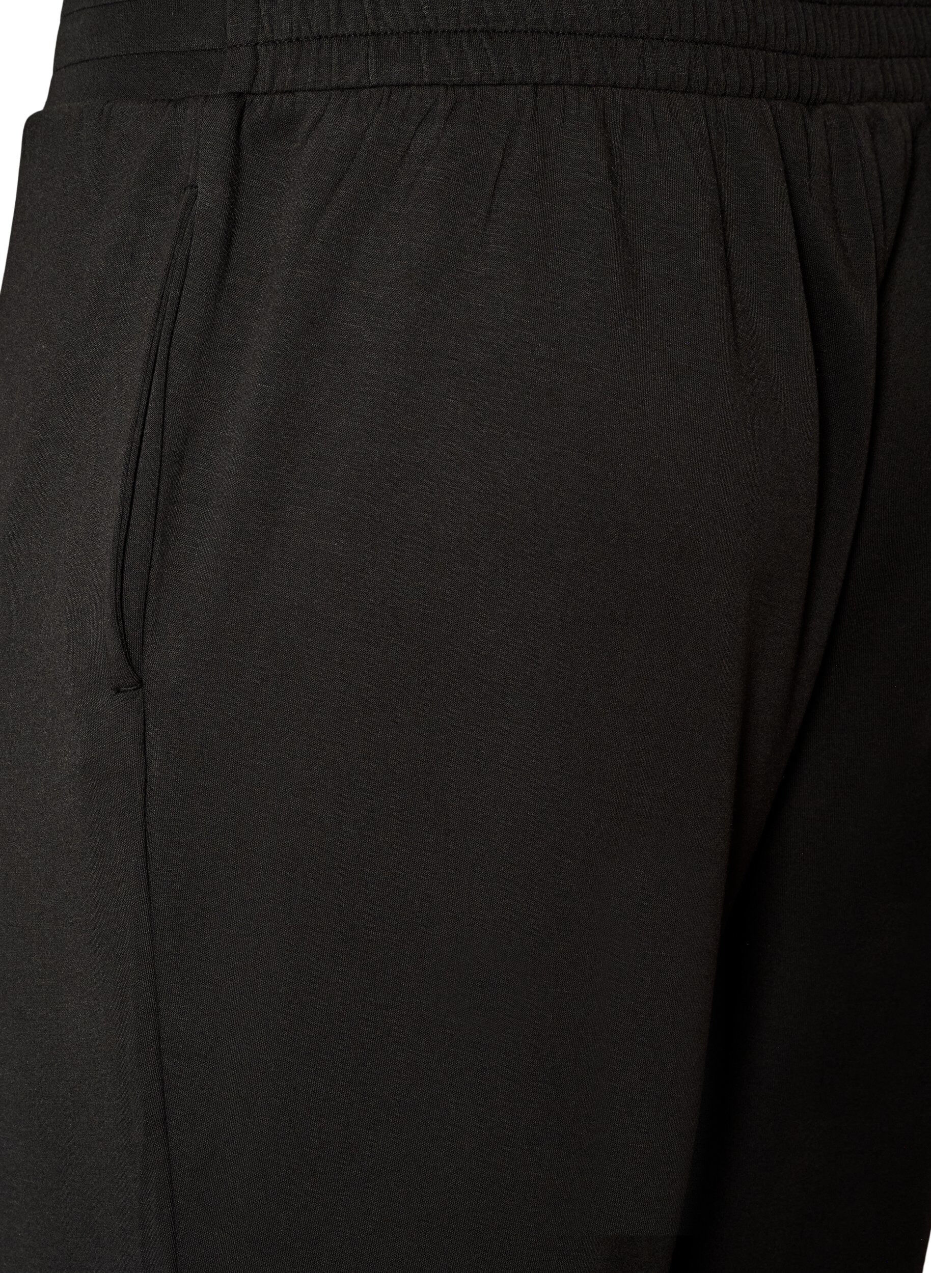 ZizziJerseybroek met hoge taille en zakken, Zwart, Packshot image number 3