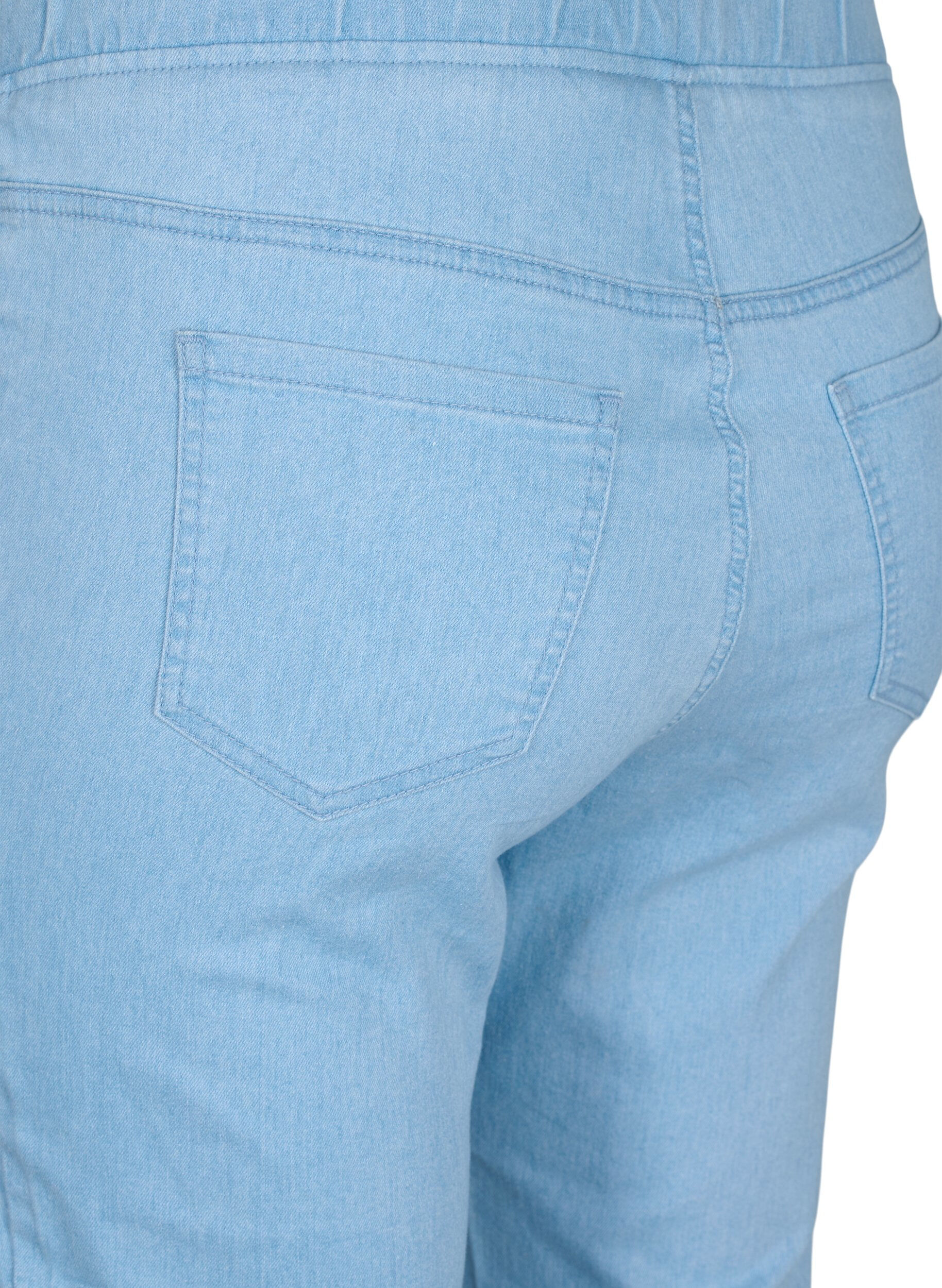 ZizziDriekwart broek in katoenmix, Light blue denim, Packshot image number 3