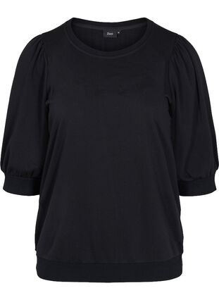 Sweatshirt met 3/4 mouwen, Black, Packshot image number 0