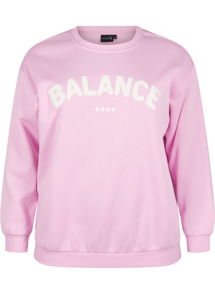 Sweat-shirt avec texte en tissu-&eacute;ponge, Rose, Packshot image number 0