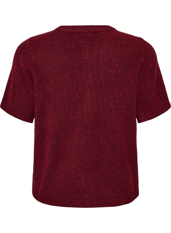 Cardigan en maille avec manches courtes, Bordeaux, Packshot image number 1
