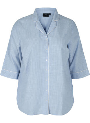 Chemise de nuit rayée en coton, White/Blue Stripe, Packshot image number 0