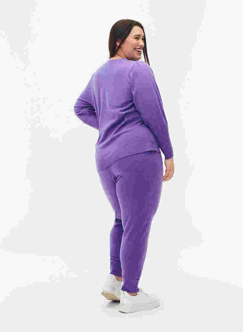 Pantalon en maille mélangée avec côtes, Purple Opulence Mel., Model image number 1
