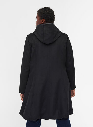 Veste à capuche avec laine, Black, Model image number 1