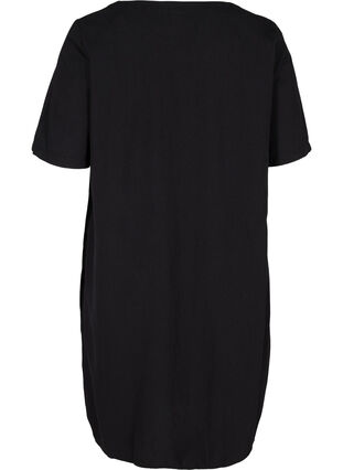 Katoenen jurk met korte mouwen en knopen, Black, Packshot image number 1