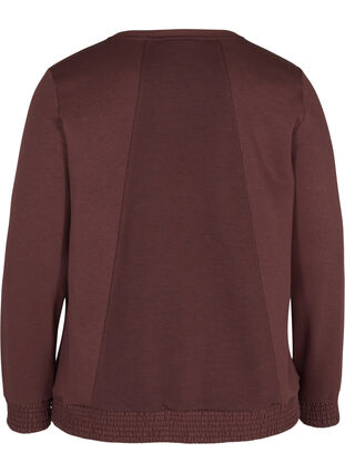 Sweatshirt met ronde hals en smokwerk, Decadent Chocolate, Packshot image number 1