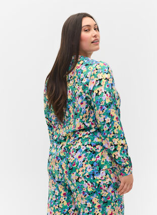 Viscose blouse met print en v-hals, Multi AOP, Model image number 1