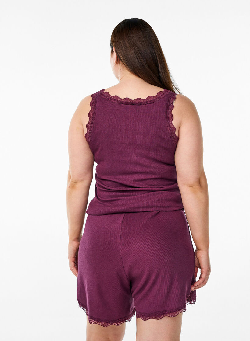Top avec finitions en dentelle, Bordeaux fonc&eacute;, Model image number 2