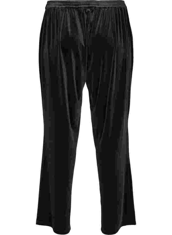 Losvallende broek in velours, Black, Packshot image number 1