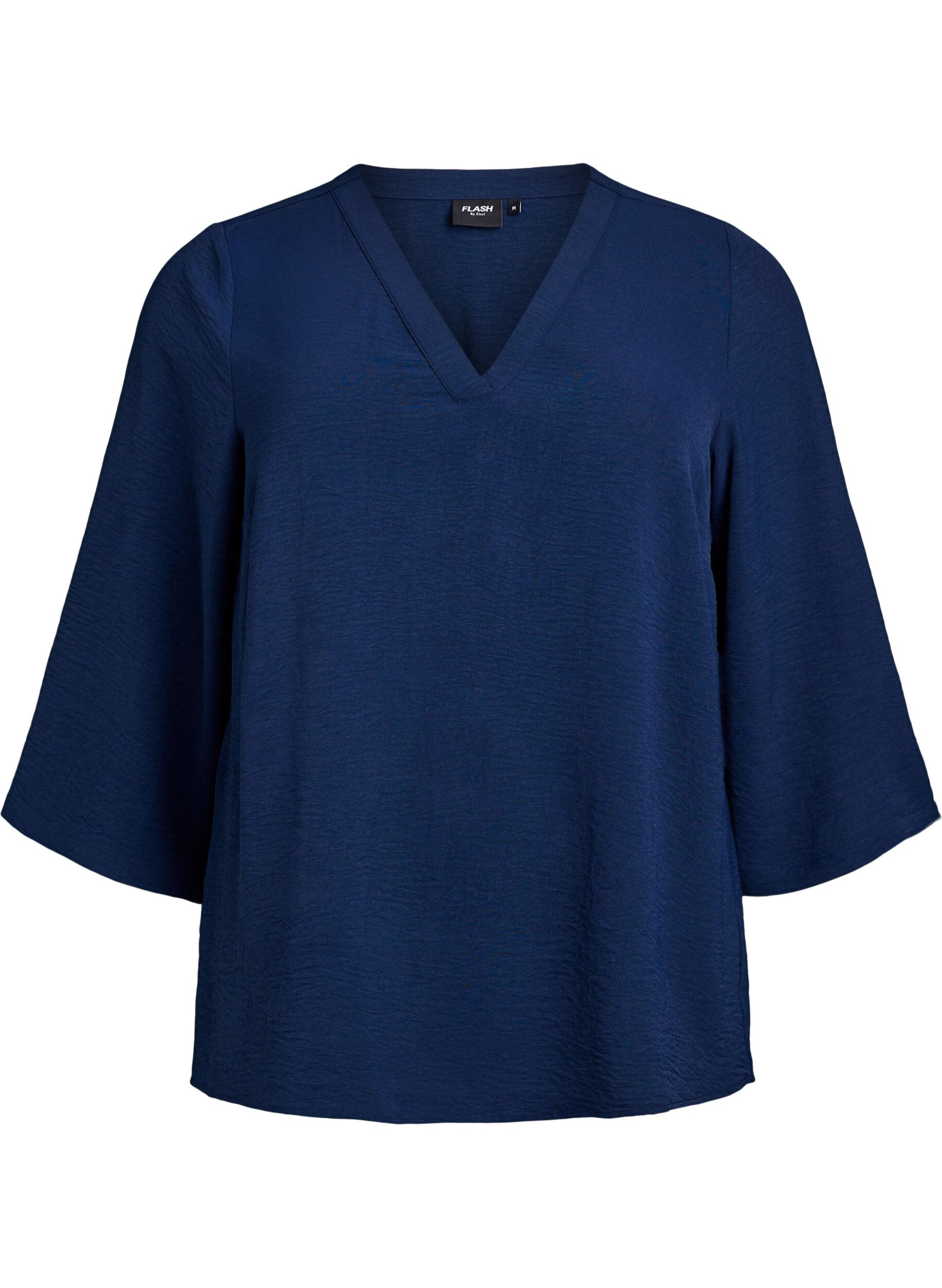 ZizziBlouse met 3/4 mouwen, Blauw, Packshot image number 0