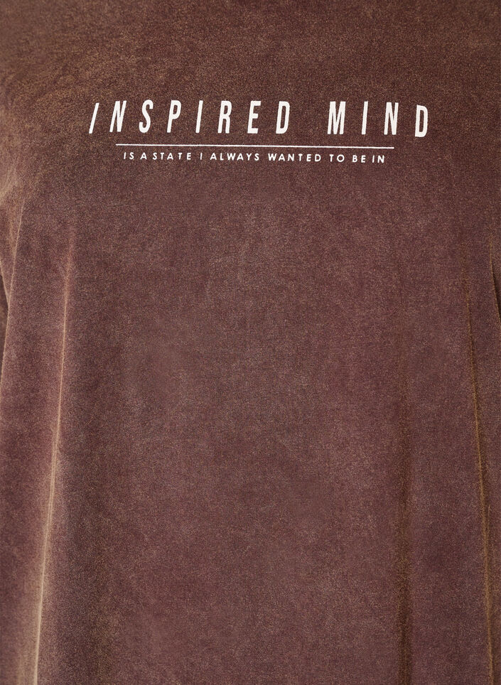 Robe T-shirt ample avec effet d&eacute;lav&eacute;, Marron, Packshot image number 2