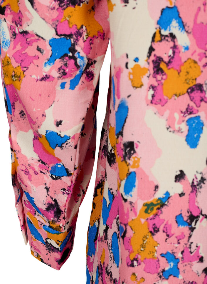 Lang overhemd met opdruk in viscose, Rosebloom GraphicAOP, Packshot image number 3