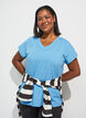 T-shirt de sport ample avec col en v, Bleu Clair, Model image number 0