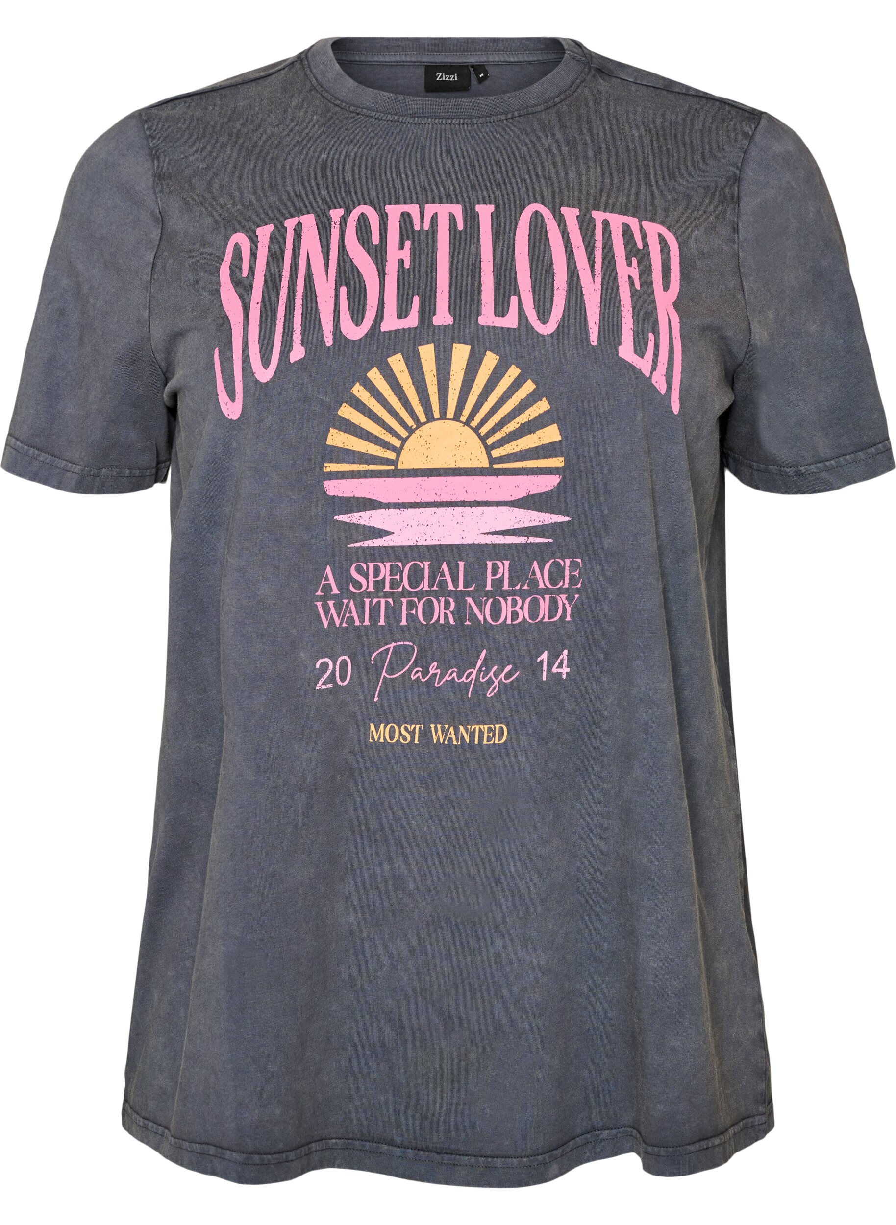 Katoenen T-shirt met print aan de voorkant en een gewassen look