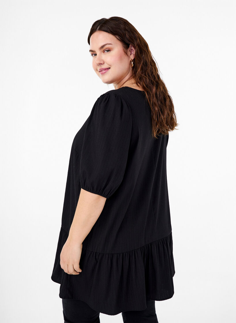 Tuniek van viscose met strikjes, Black, Model image number 1