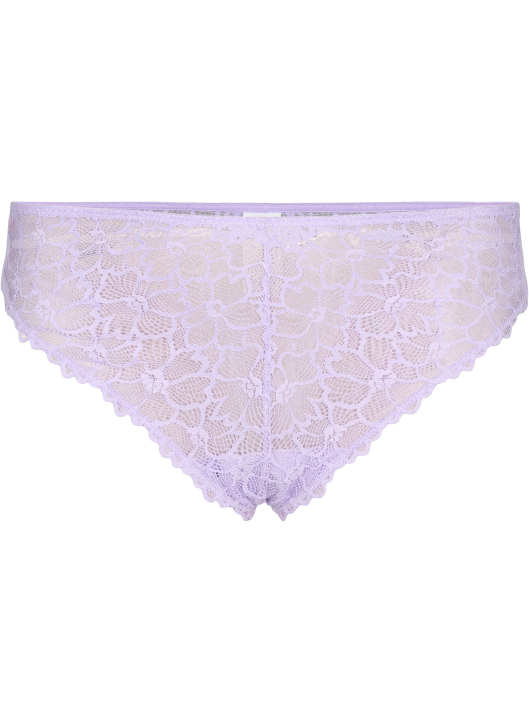 Zizzi String en dentelle florale avec taille r&eacute;guli&egrave;re, Mauve, Packshot image number 0
