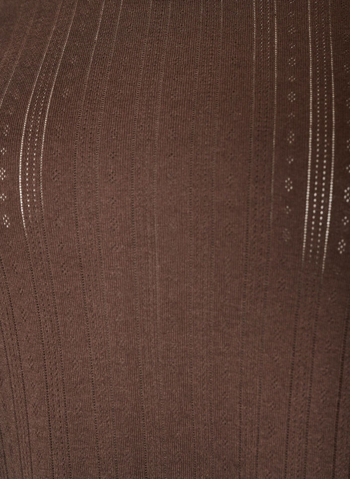 Haut de pyjama en coton biologique avec broderie ajour&eacute;e, Marron, Packshot image number 2