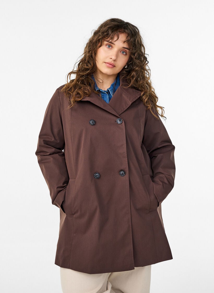 Veste de printemps hydrofuge avec coupe en A, Marron, Model image number 0