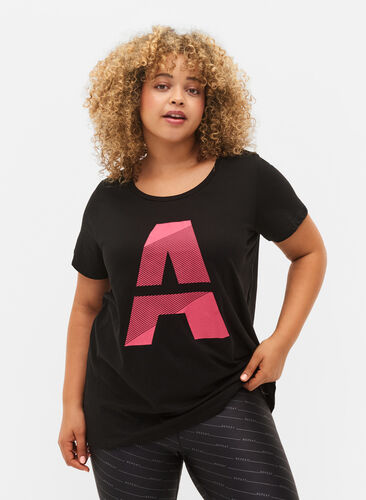 T-shirt de sport avec imprimé, Black w. Pink A, Model image number 0