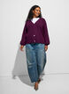 Cardigan avec col en V et texture c&ocirc;tel&eacute;e, Violet, Model image number 1
