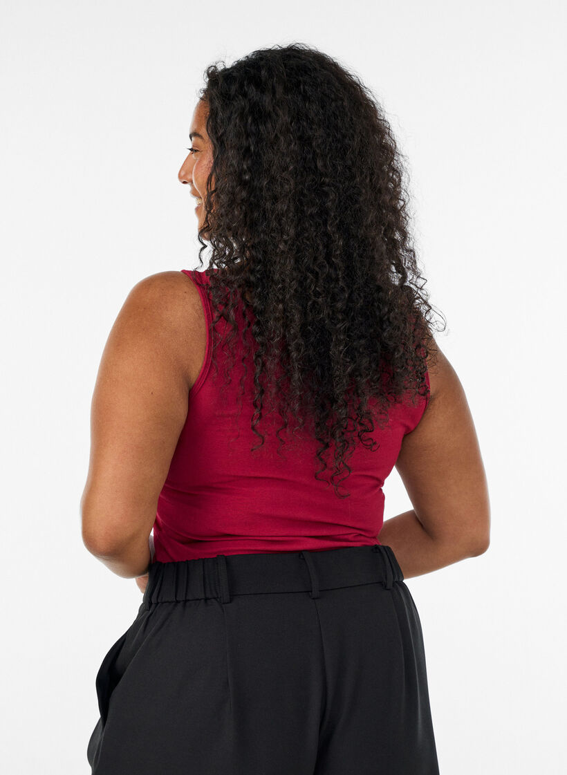 Effen basic top in katoen, Rood, Model image number 2
